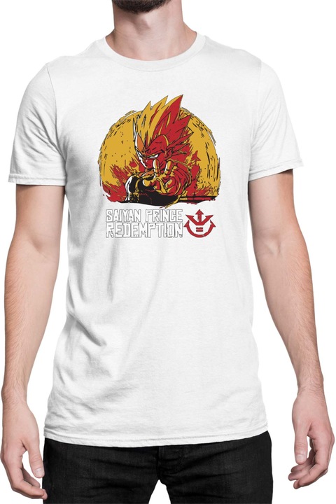 Férfi póló Dragon Ball Z Vegeta Saiyan Prince, Fehér