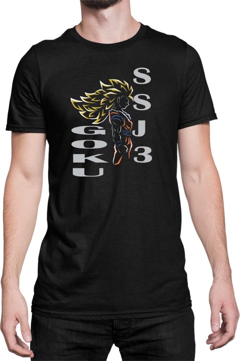 Férfi póló Dragon Ball Z Goku SSJ 02, Fekete