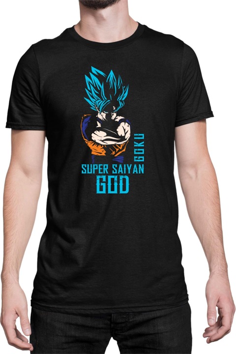 Férfi póló Dragon Ball Z Goku Super Saiyan God, Fekete