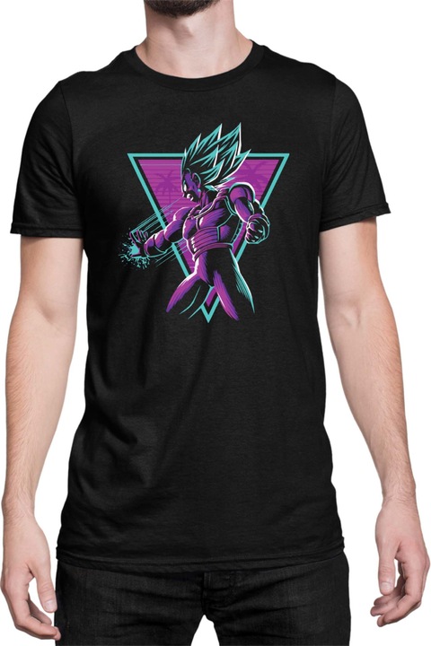 Férfi póló Dragon Ball Z Retro Vegeta, Fekete