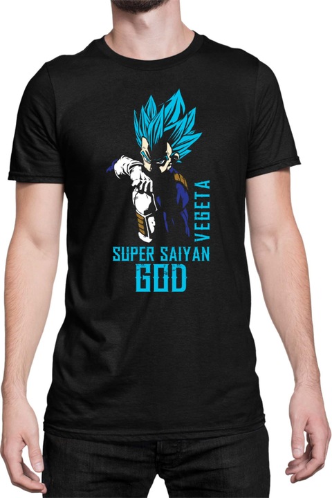 Férfi póló Dragon Ball Z Vegeta Super Saiyan God, Fekete