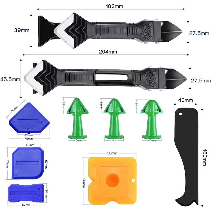 Set raclete indepartare si aplicare silicon rosturi, 15 elemente - eMAG.ro