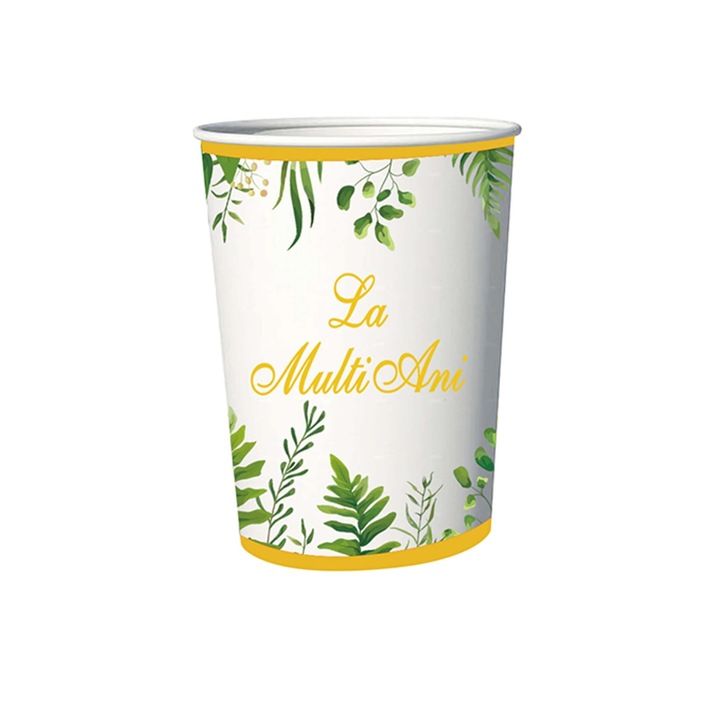 8 db-os karton partypohár szett, metál arany-zöld, 8,5 cm, 175 ml