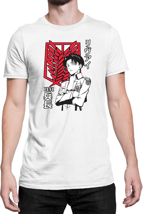 Férfi póló Japan Anime Manga Attack on Titan Levi Ackerman 06, Fehér