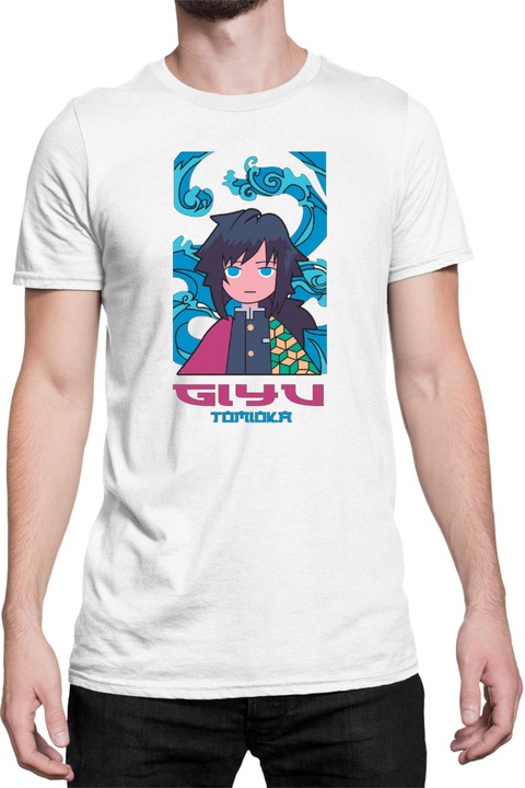 Férfi póló Japan Anime Manga Demon Slayer Giyu Tomioka, Fehér
