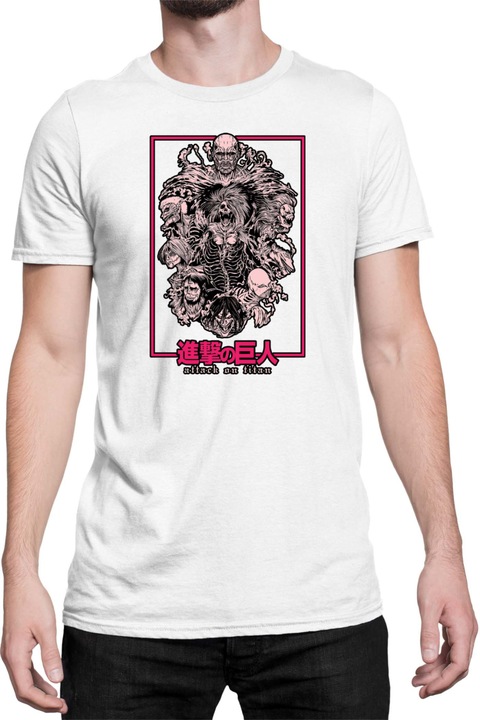 Férfi póló Japan Anime Manga Attack on Titan Titans 01, Fehér