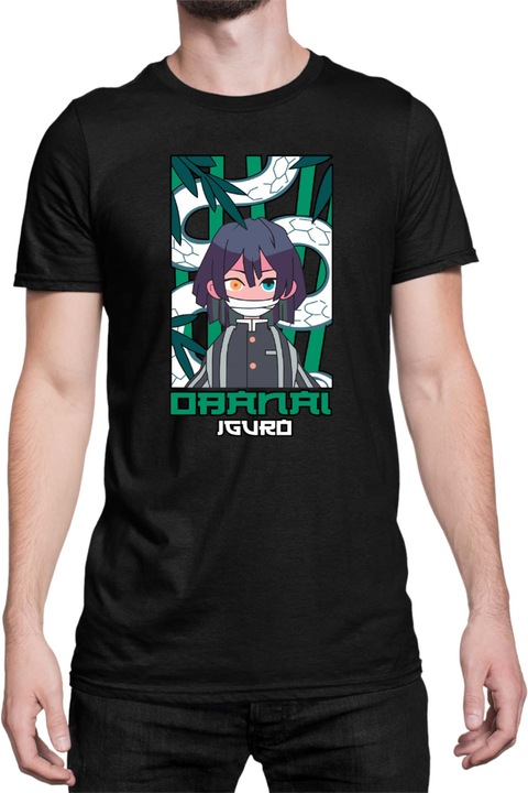 Férfi póló Japan Anime Manga Demon Slayer Obanai Iguro, Fekete