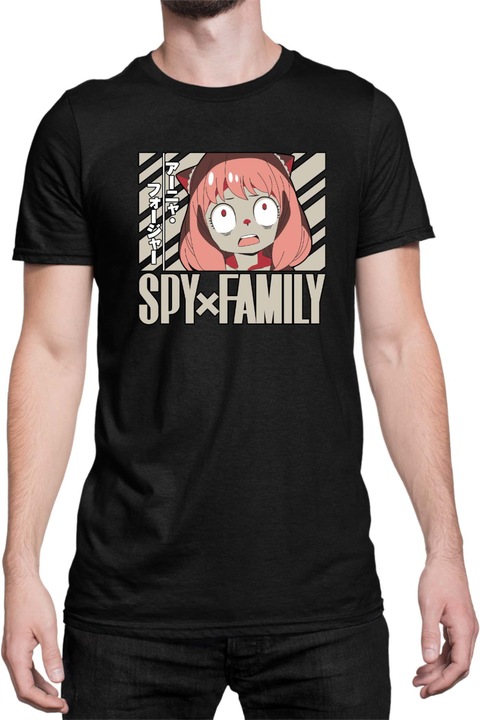 Férfi póló Japan Anime Manga Family x Spy Solo Anya, Fekete