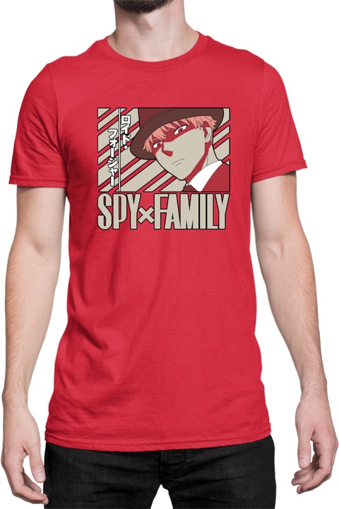 Férfi póló Japan Anime Manga Family x Spy Solo Loid, Koptatott piros