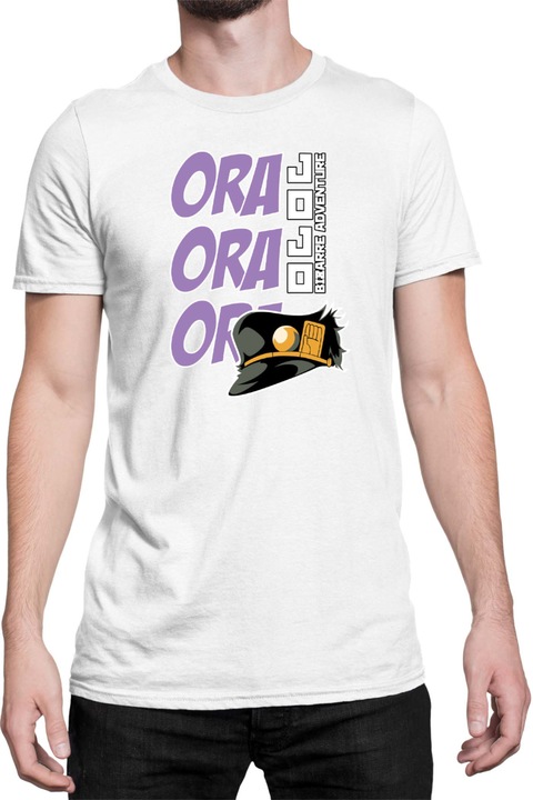 Férfi póló Japan Anime Manga Jojo Bizzare Adventure Ora Ora Ora, Fehér