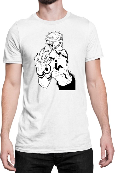 Férfi póló Japan Anime Manga Jujutsu Kaisen Itadori Sukuna 02, Fehér