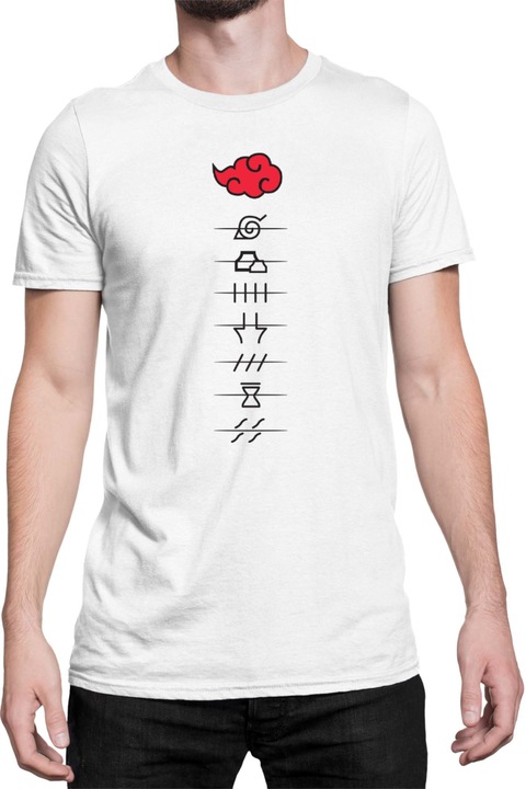 Férfi póló Japan Anime Manga Naruto Akatsuki Members Village Symbols, Fehér