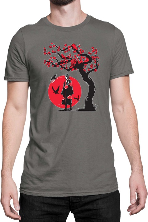 Férfi póló Japan Anime Manga Naruto Itachi Uchiha Japan Tree, Sötétszürke