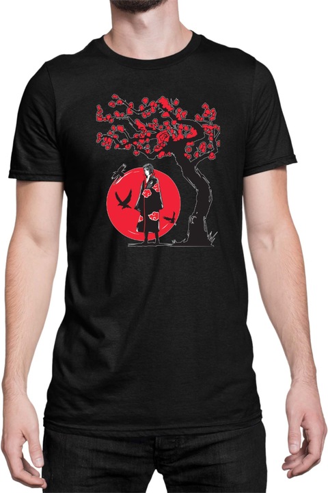 Férfi póló Japan Anime Manga Naruto Itachi Uchiha Japan Tree, Fekete