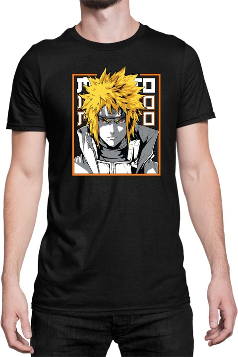 Férfi póló Japan Anime Manga Naruto Minato Namikaze 02, Fekete