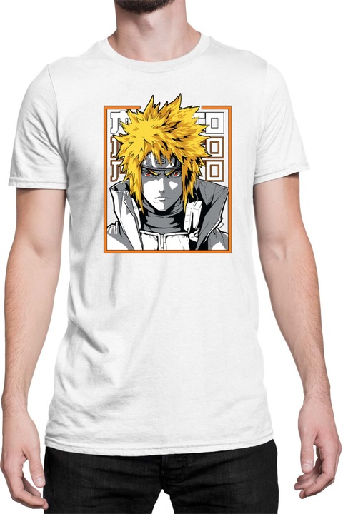Férfi póló Japan Anime Manga Naruto Minato Namikaze 02, Fehér