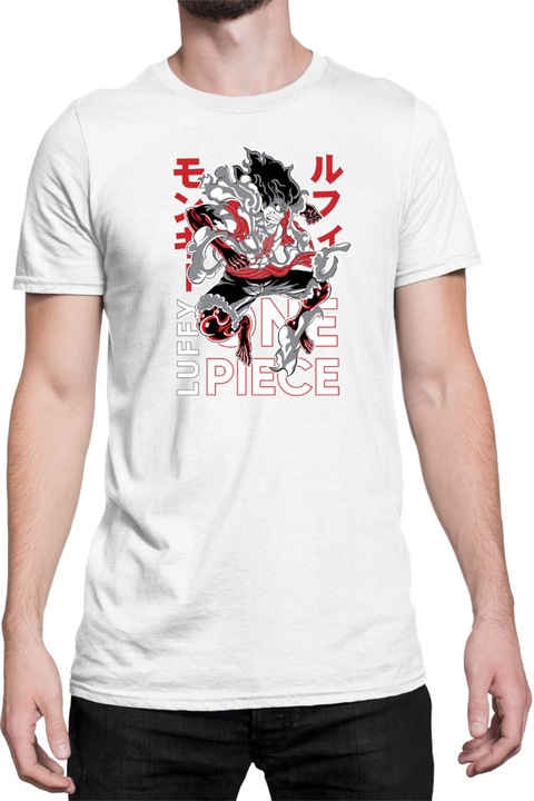 Férfi póló Japan Anime Manga One Piece Luffy 02, Fehér