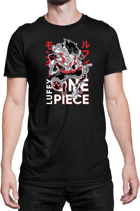 Férfi póló Japan Anime Manga One Piece Luffy 02, Fekete