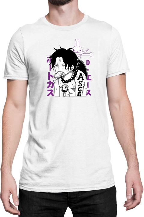 Férfi póló Japan Anime Manga One Piece Luffy 04, Fehér