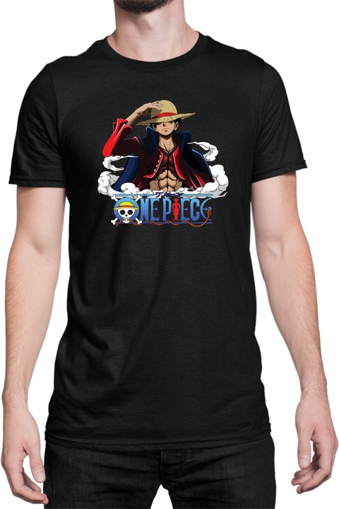Férfi póló Japan Anime Manga One Piece Luffy 06, Fekete