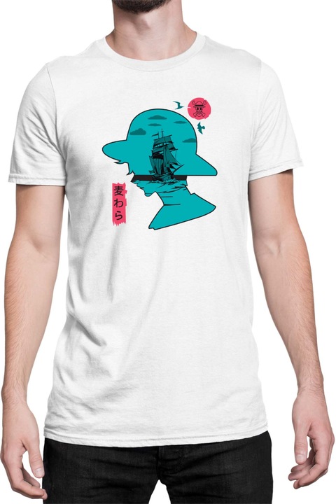 Férfi póló Japan Anime Manga One Piece Luffy 07, Fehér