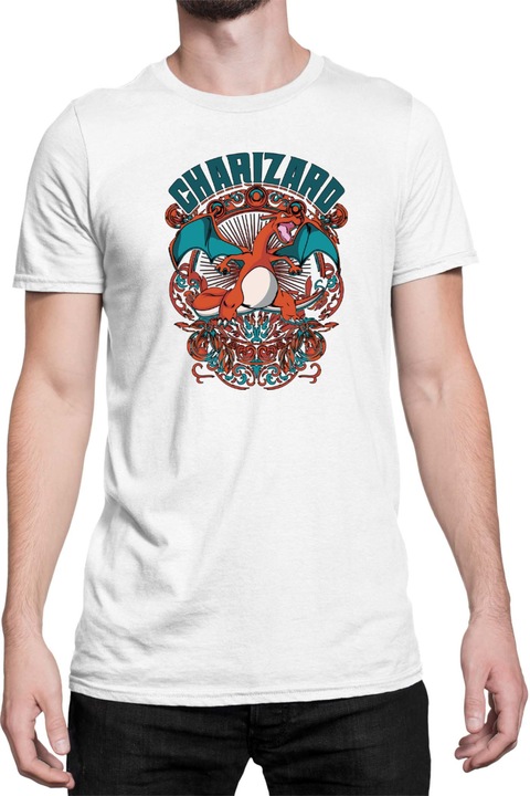 Férfi póló Japan Anime Manga Pokemon Charizard, Fehér