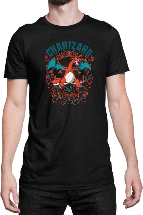 Férfi póló Japan Anime Manga Pokemon Charizard, Fekete