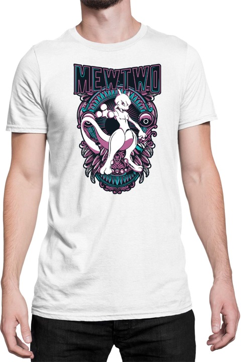 Férfi póló Japan Anime Manga Pokemon Mewtwo, Fehér