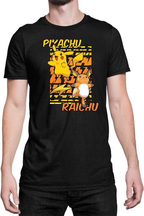 Férfi póló Japan Anime Manga Pokemon Pikachu 01, Fekete