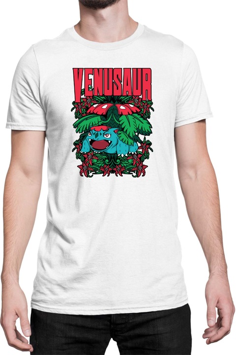 Férfi póló Japan Anime Manga Pokemon Venusaur, Fehér
