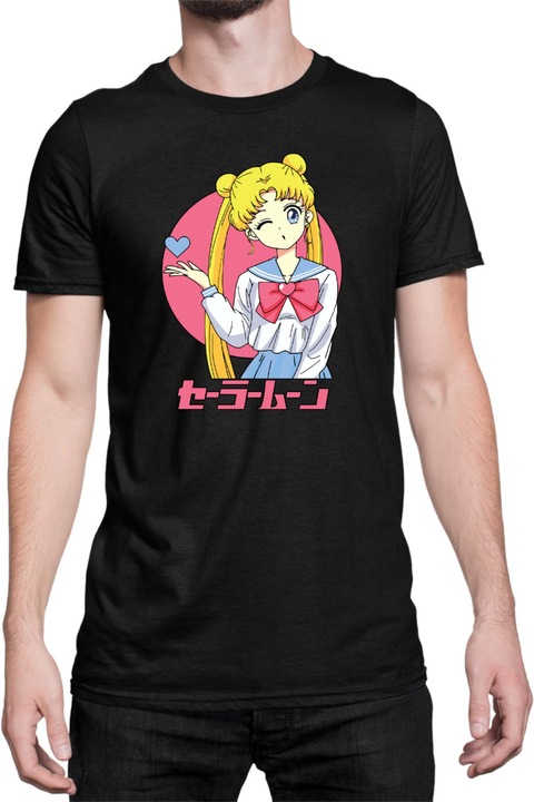 Férfi póló Japan Anime Manga Sailor Moon 05, Fekete