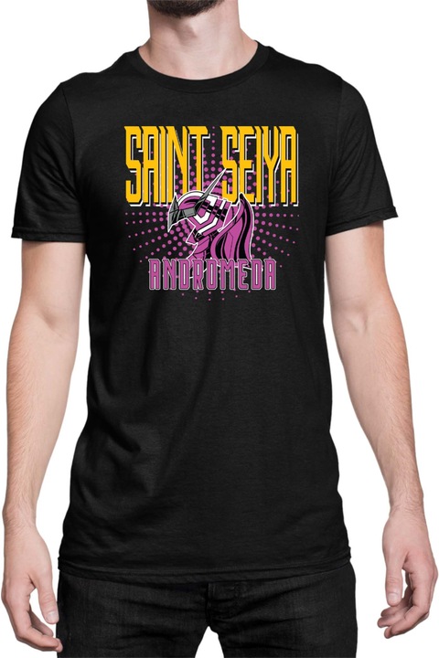 Férfi póló Japan Anime Manga Saint Seiya Andromeda Shun 02, Fekete
