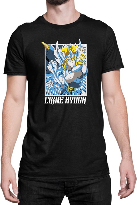 Férfi póló Japan Anime Manga Saint Seiya Cisne Hyuga, Fekete