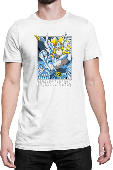 Férfi póló Japan Anime Manga Saint Seiya Cisne Hyuga, Fehér