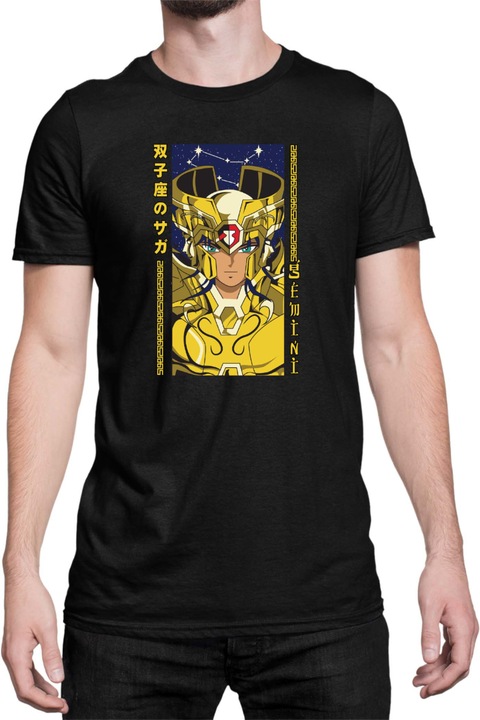 Férfi póló Japan Anime Manga Saint Seiya Gemini, Fekete