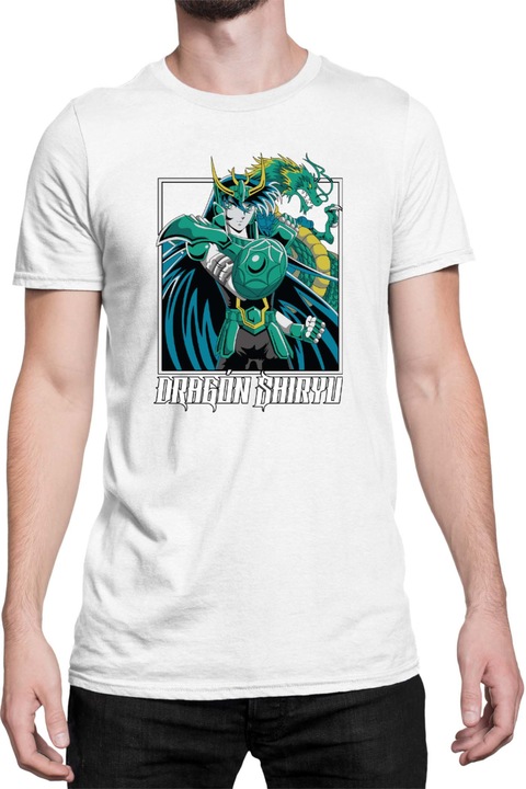 Férfi póló Japan Anime Manga Saint Seiya Dragon Shiryu, Fehér
