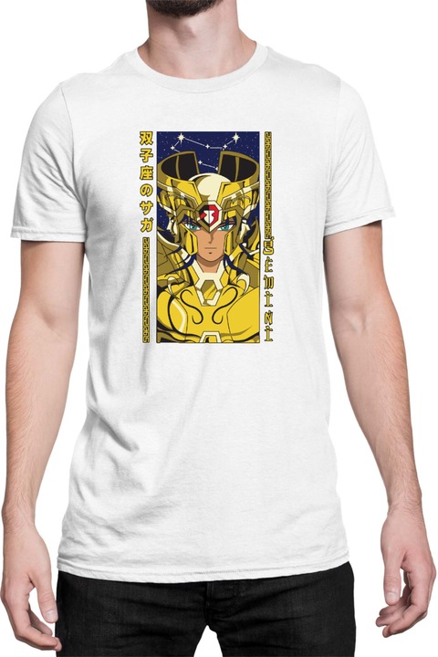 Férfi póló Japan Anime Manga Saint Seiya Gemini, Fehér