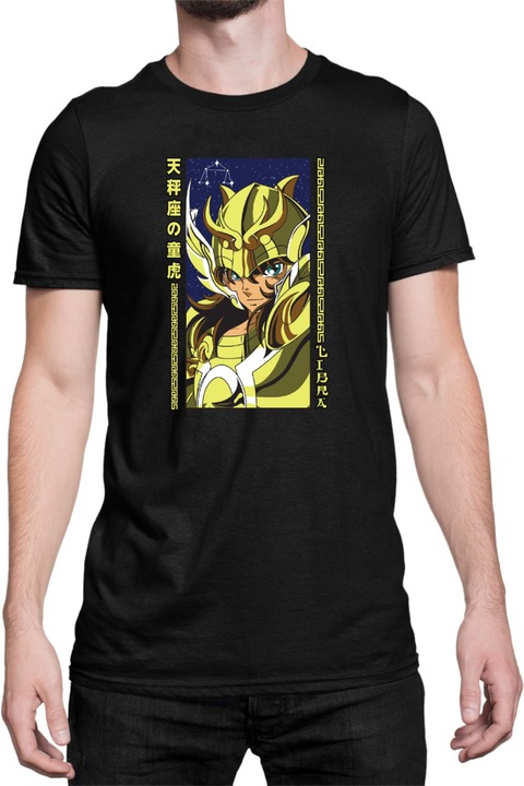 Férfi póló Japan Anime Manga Saint Seiya Libra, Fekete