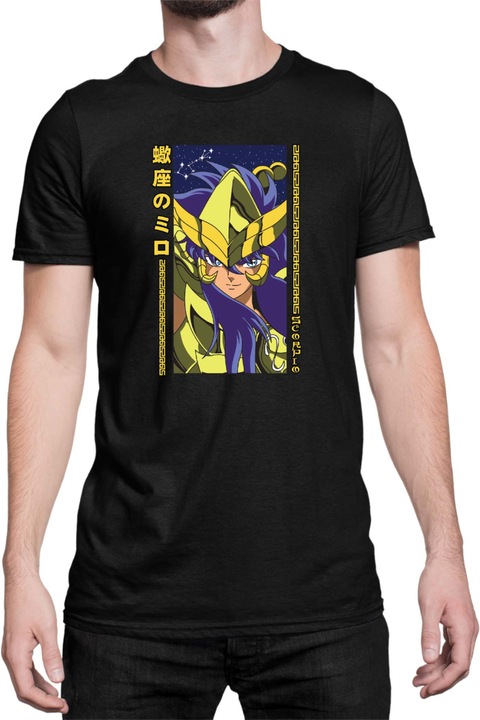 Férfi póló Japan Anime Manga Saint Seiya Scorpio, Fekete