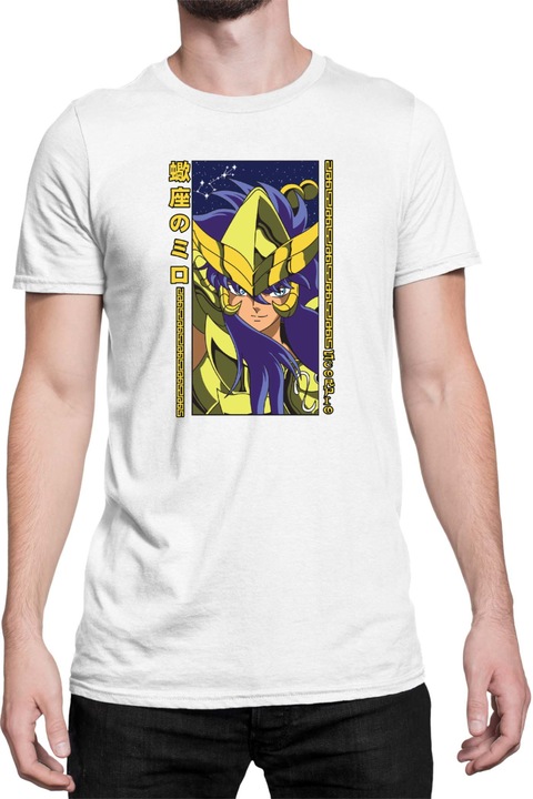 Férfi póló Japan Anime Manga Saint Seiya Scorpio, Fehér