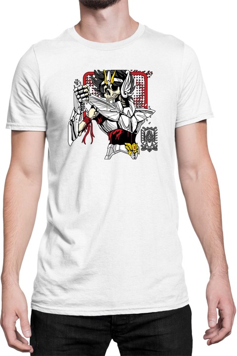Férfi póló Japan Anime Manga Saint Seiya Zombie Knight 01, Fehér