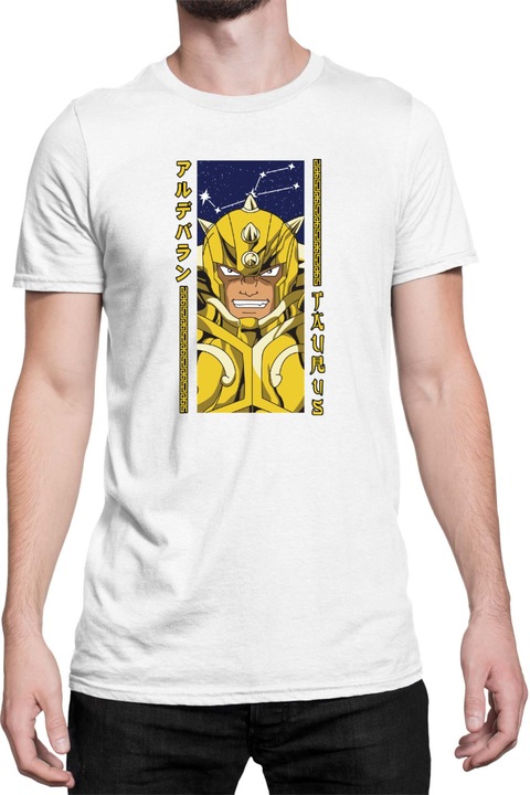 Férfi póló Japan Anime Manga Saint Seiya Taurus, Fehér