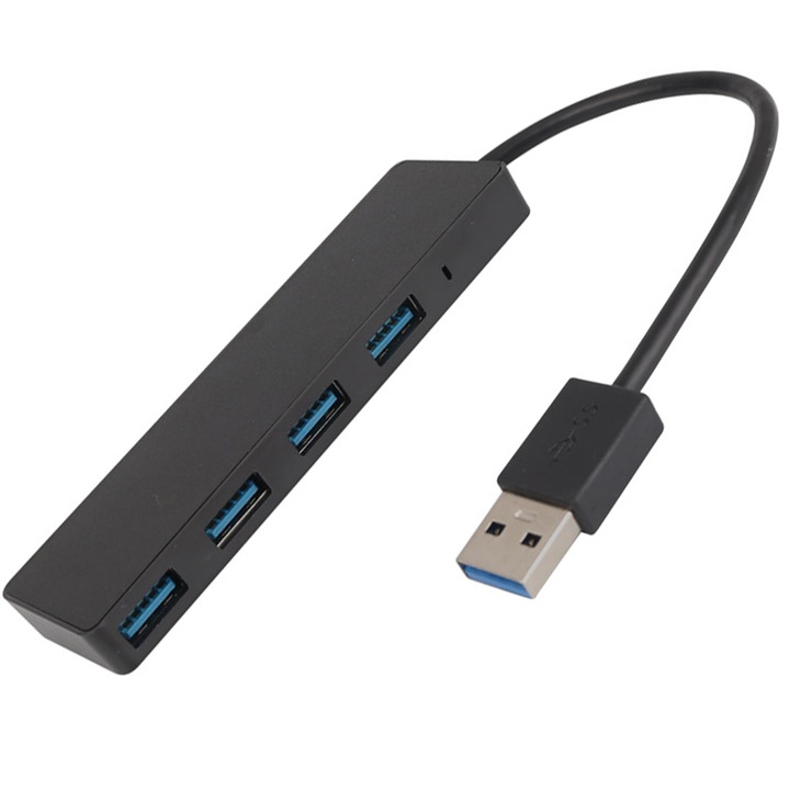 4 portos USB 3.0 elosztó, ultravékony, fekete