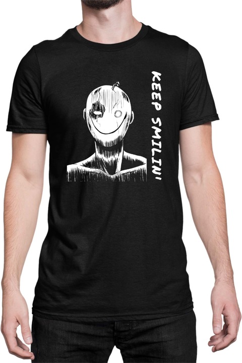 Férfi póló Japan Anime Manga Are We Friends Keep Smiling, Fekete