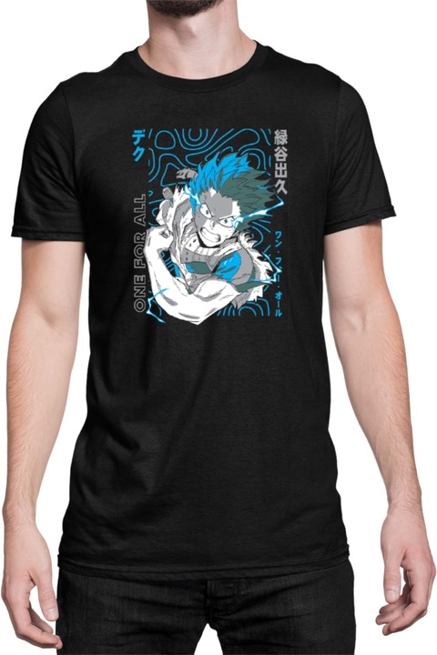Férfi póló Japan Anime Manga My Hero Academia Izuku Midoriya Deku, Fekete