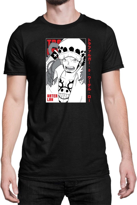 Férfi póló Japan Anime Manga One Piece Trafalgar Law 02, Fekete