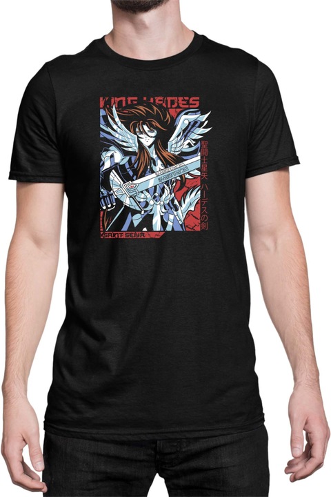 Férfi póló Japan Anime Manga Saint Seiya King Hades, Fekete