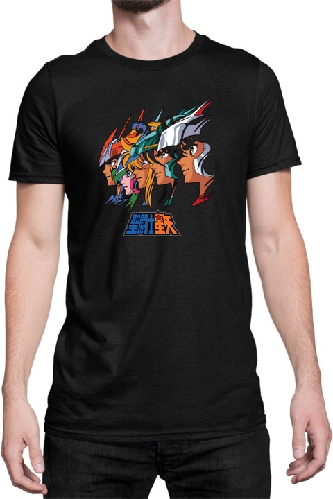 Férfi póló Japan Anime Manga Saint Seiya Knights, Fekete