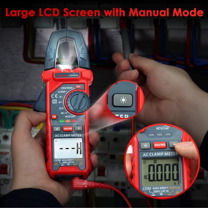 Clampermetru Cleste Ampermetric Multimetru Digital AstroAI CM2K0R 2000 Counts Auto Ranging