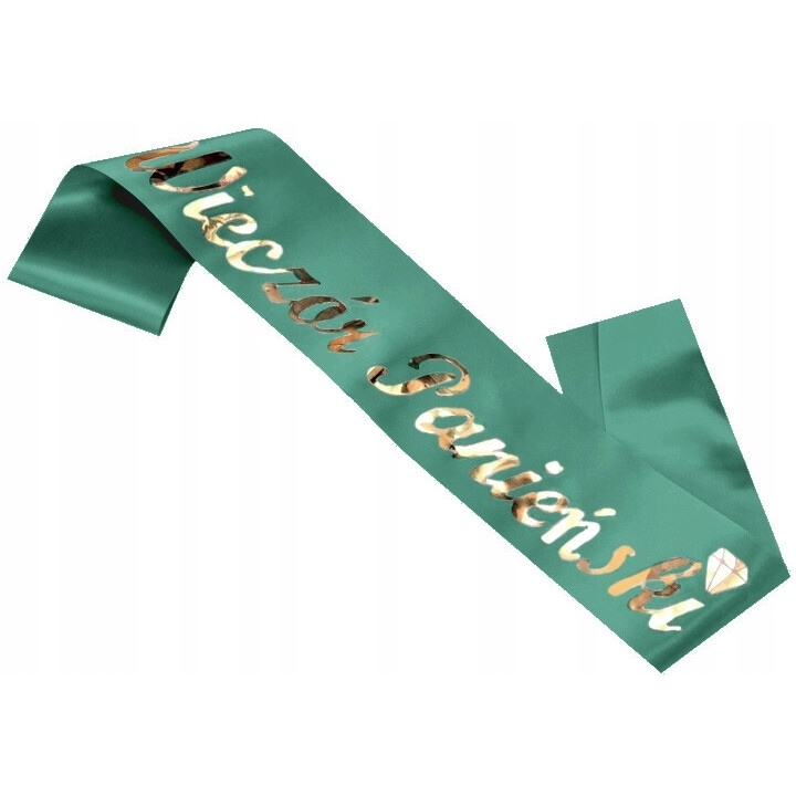 Esarfa petrecerea burlacitelor, Home Design, Fascia Verde Cu Inscriptia Petrecerea Burlacitelor, Stil Modern, Culoare Aurie, 160 x 9 cm, Multicolor